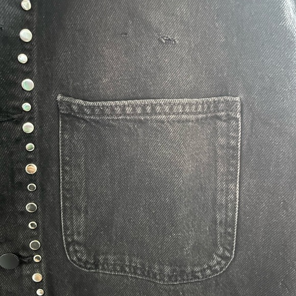 Zara Grunge punk rock Black Denim Jacket with Silver Studs #Modernmideival - Picture 11 of 13